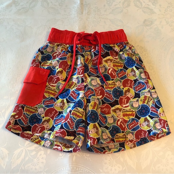 Disney Toy Story Boys Size 3 Red Swimming Trunks Baiting Shorts Mesh Lining - Picture 12 of 16